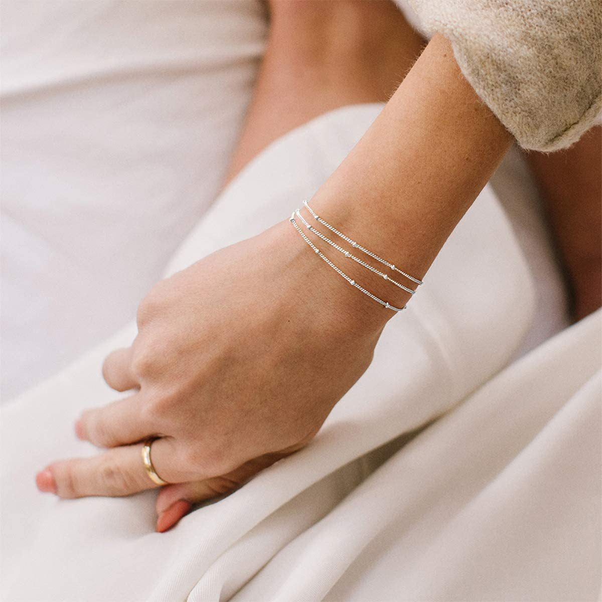 3 Layered Dainty Satellite Chain Bracelet