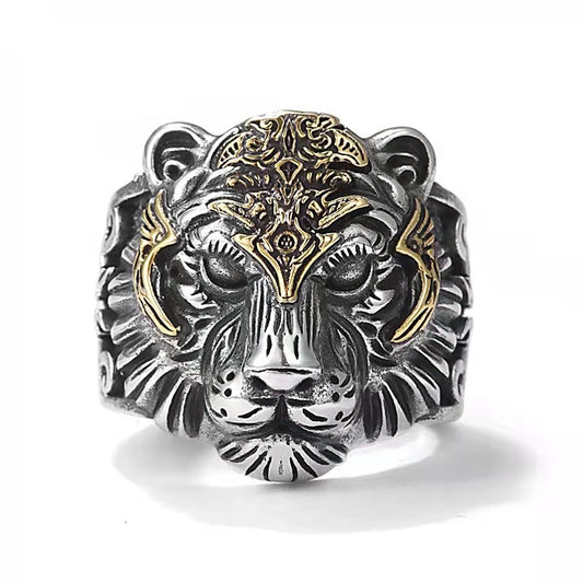 Tiger Head Punk Gothic Adjustable Knuckle Open Ring for Men