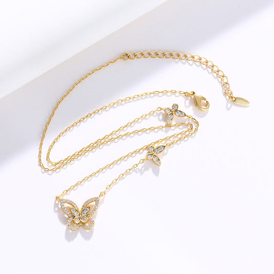Butterfly 14K Gold Plated Dainty Necklace Charm Chain Choker Pendant Necklace
