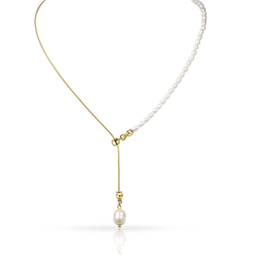 Y-Shaped Lariat Chain 14k Gold Link Drop Long Charm Necklace