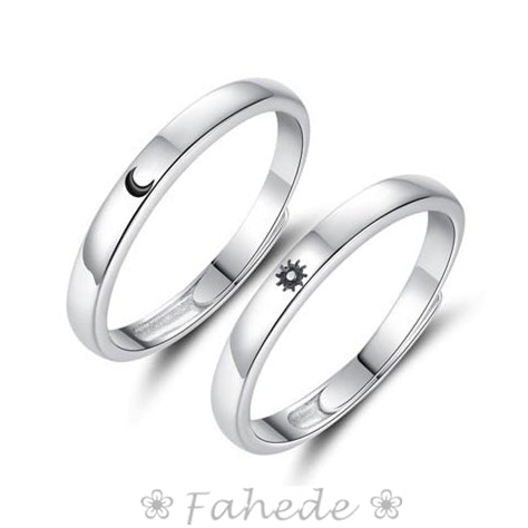 Sun And Moon Sterling Silver Couples Rings for Him and Her Set