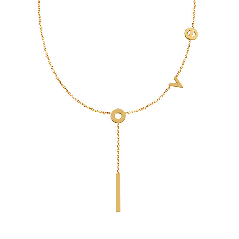 Women's Stainless Steel Love Y Shaped Necklace Circle Lariat Necklace