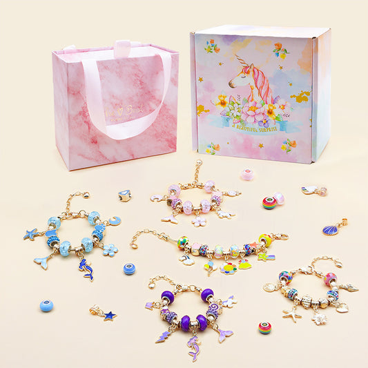 63 Pieces DIY Charm Bracelet Making Kit Jewelry Making Supplies Beads