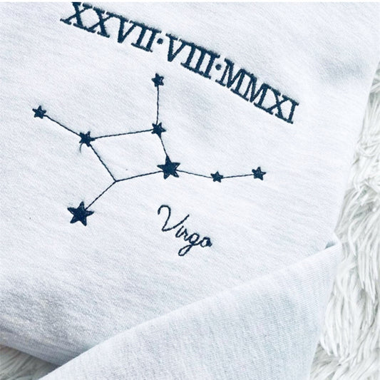 12 constellations Embroidered Customized Sweatshirt Zodiac Astrology Symbol
