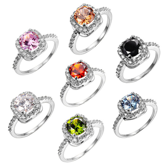 Cubic Zirconia Promise Halo Engagement Promise Eternity Ring