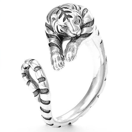 Punk Lizard Tiger Animal Opening Adjustable Ring for Men