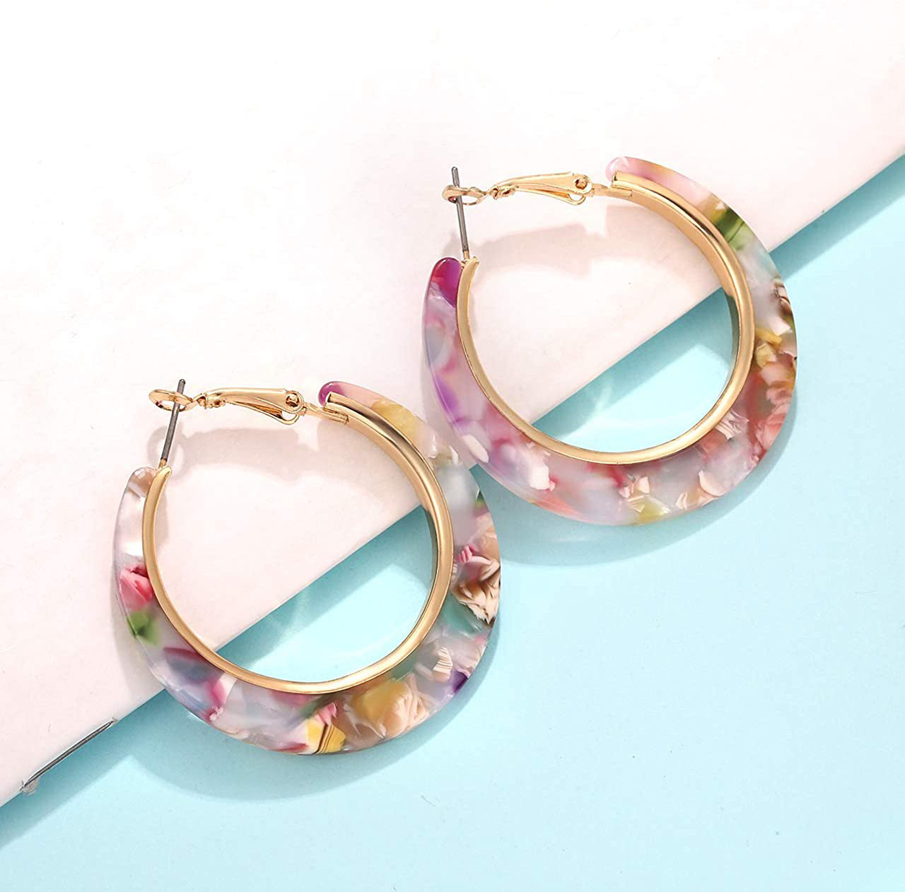 Leopard Floral Hoop Earrings Bohemian Resort Earrings