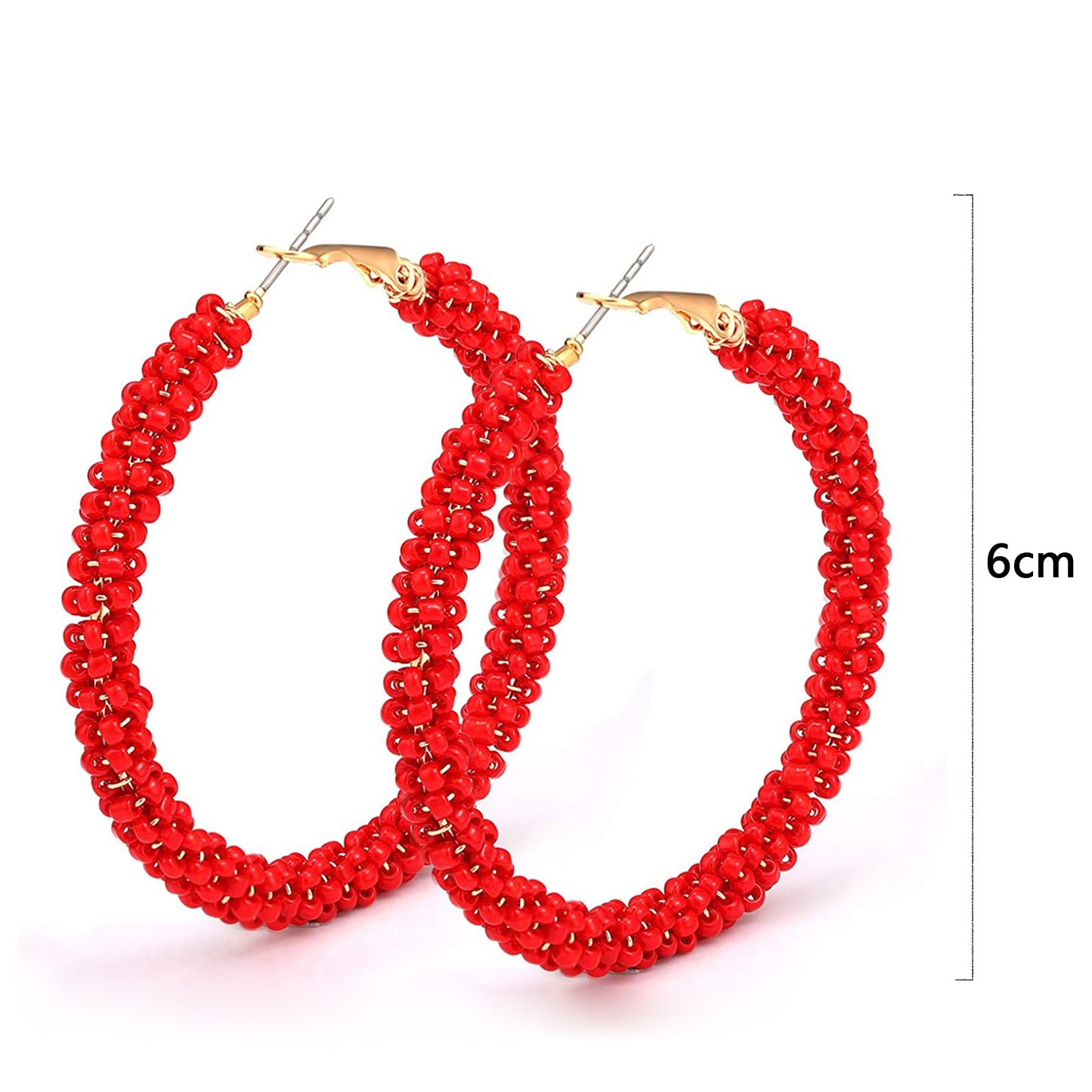 Boho Beads Earrings Handmade Colorful Beads Circle Round Hoop Earrings