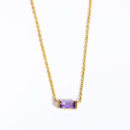 12 Birthstone Zircon Pendant Necklace