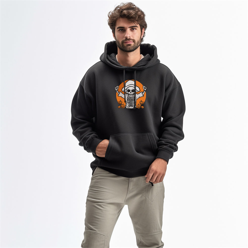 Halloween Customized Sweatshirt Skeleton Pumpkin Embroidered Hoodie