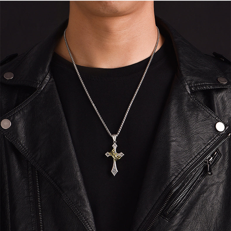 Gothic Cross Crown Pendant Necklace