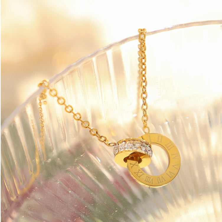 Two Interlocking Eternity Circles Necklace