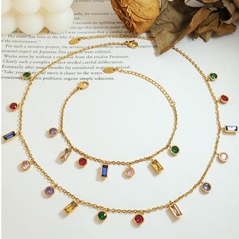 Colorful Jewel Necklace Boho Crystal Rainbow Choker Necklaces