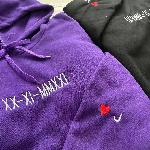 Roman numerals Embroidered Couple Customized Sweatshirt