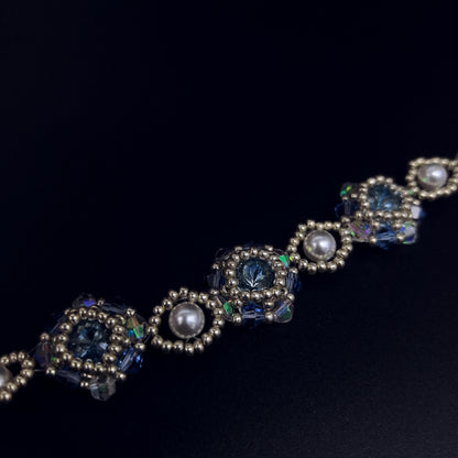 Exquisite Handcrafted Beaded Bracelet with Crystal and Pearl Accents