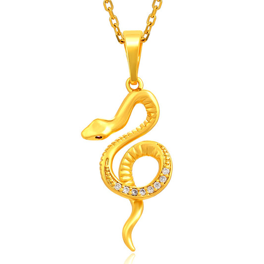 24K Gold Plated Snake Pendant Necklace