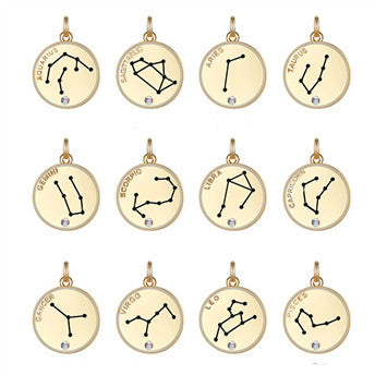 12 Constellations Coin Disc Necklace Sign Of Star Zodiac Pendant