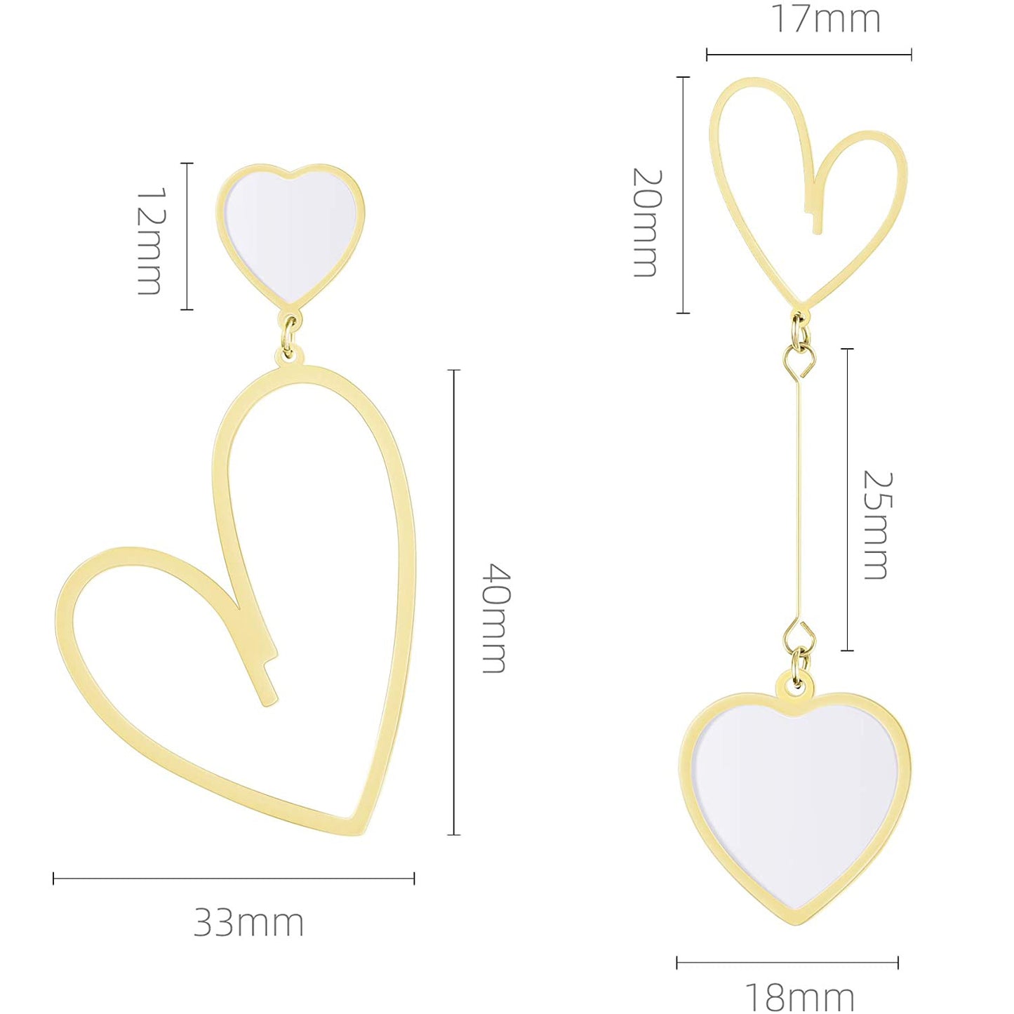 Heart Asymmetric Drop Dangle Earrings Love Hook Mismatched Stud Earring