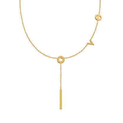 Women's Stainless Steel Love Y Shaped Necklace Circle Lariat Necklace