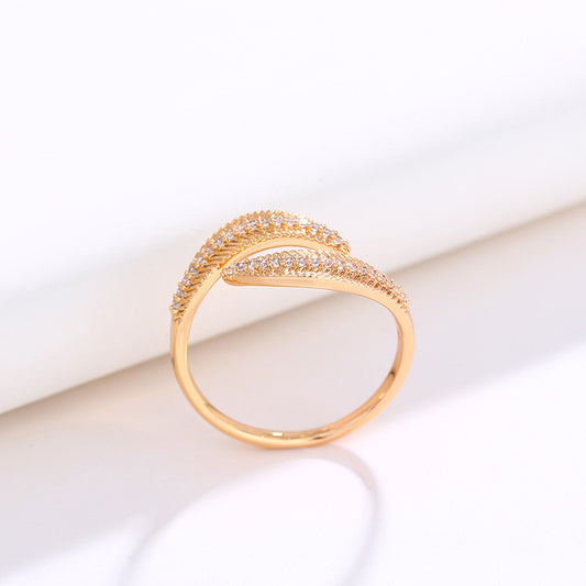 18K Gold Plated Open Adjustable Rings Joint Finger Kunckle Leaf Shape Rings