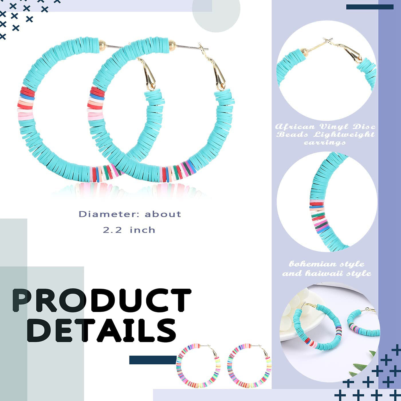 Handmade Colorful Resort Boho Hoop Earrings