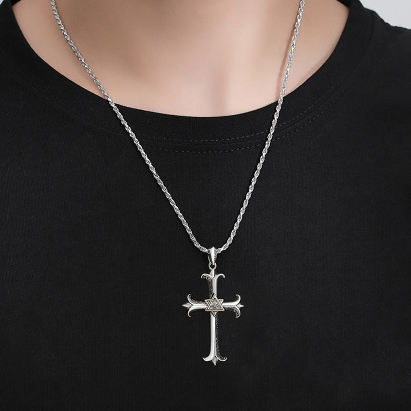 Cross Necklace Sword Masonic All Seeing Eye Pendant Necklace