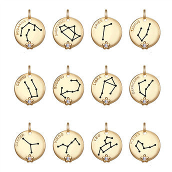 12 Constellations Coin Disc Necklace Sign Of Star Zodiac Pendant