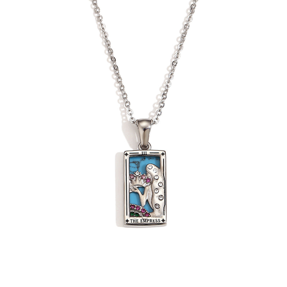 Fashion Stainless Steel 18K Gold Plated Retro Original Design Tarot Card Necklace