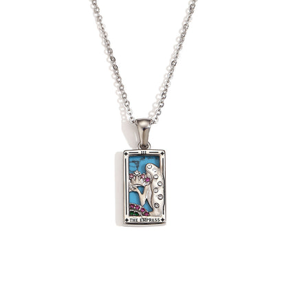 Fashion Stainless Steel 18K Gold Plated Retro Original Design Tarot Card Necklace