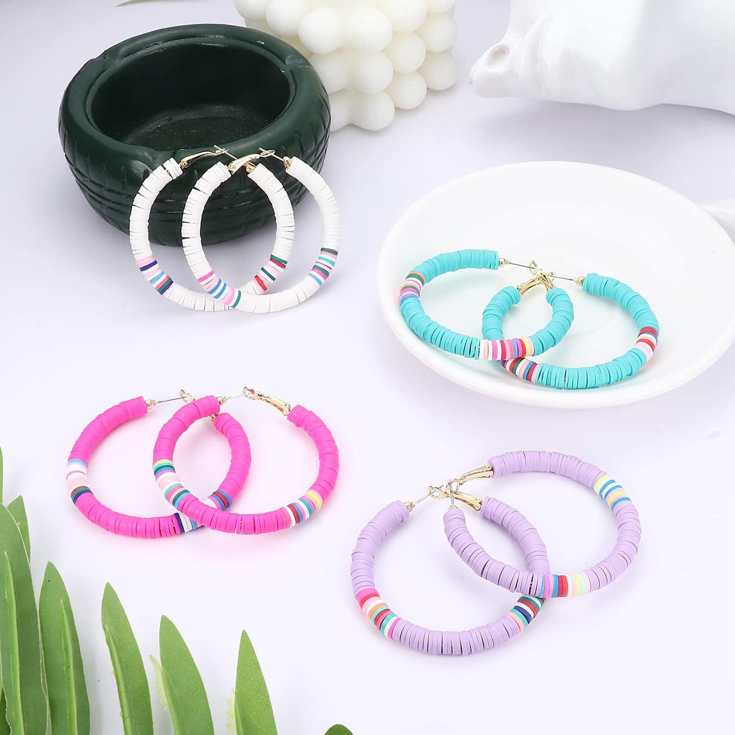 Handmade Colorful Resort Boho Hoop Earrings