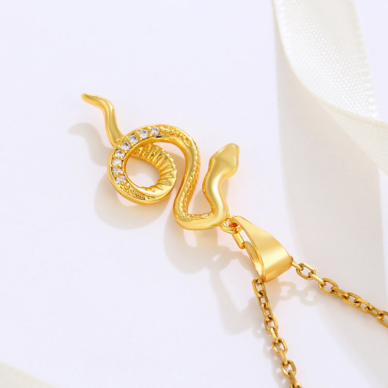 24K Gold Plated Snake Pendant Necklace