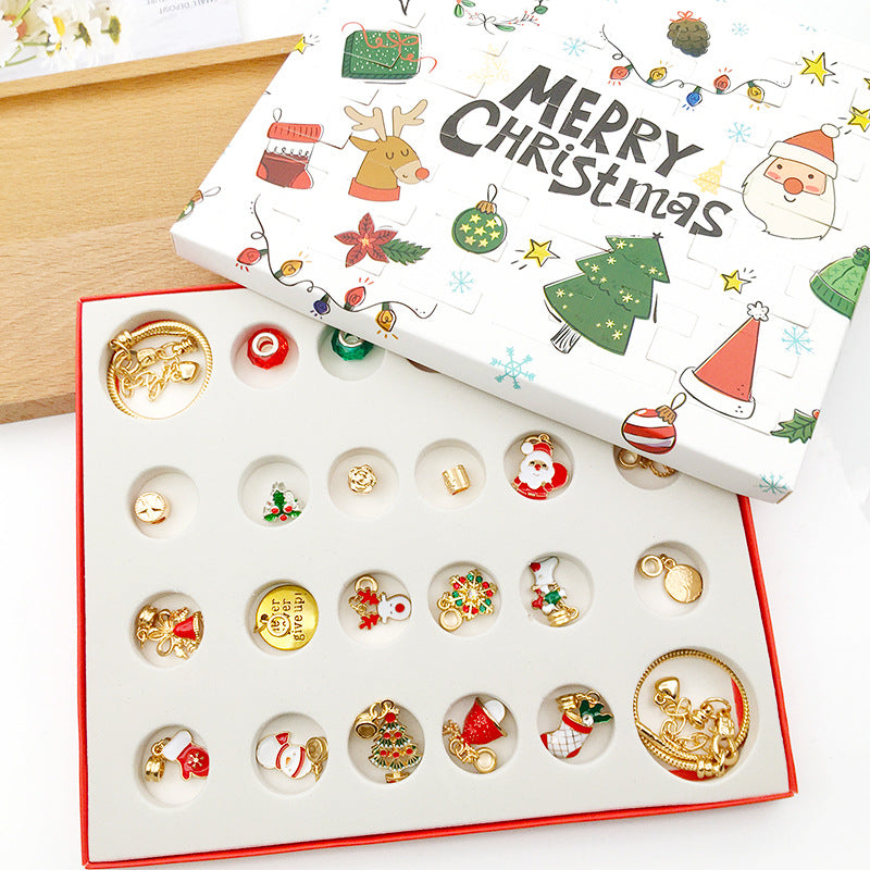 24 Pieces Christmas Blind Box DIY Bracelet 22 Ancessories 2 Golden Bracelets