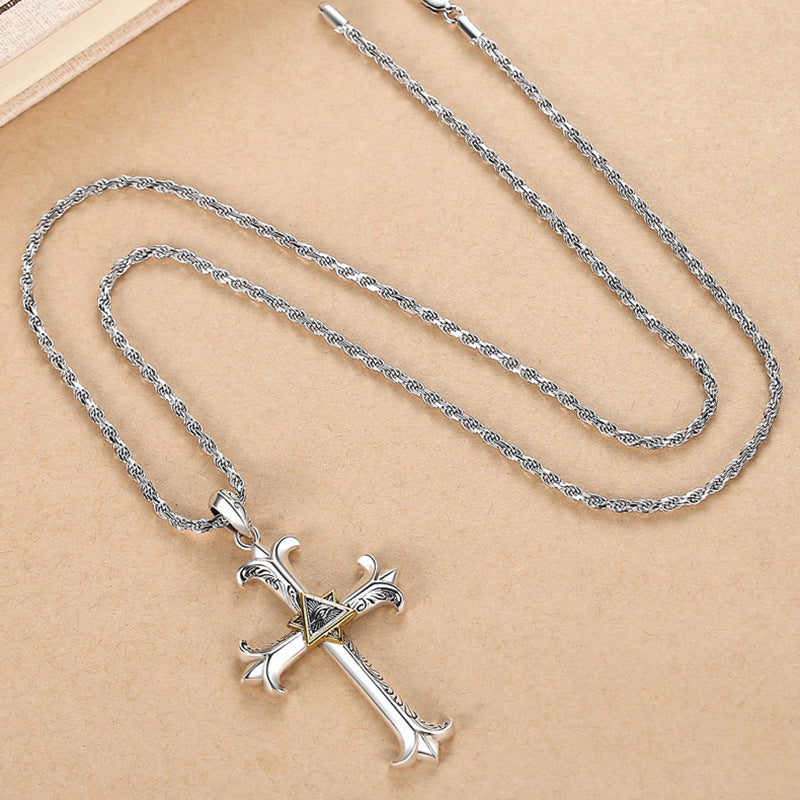 Cross Necklace Sword Masonic All Seeing Eye Pendant Necklace