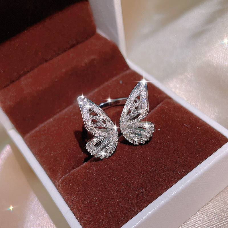 Butterfly Jewelry Sets Necklace Stud Earrings Rings Set