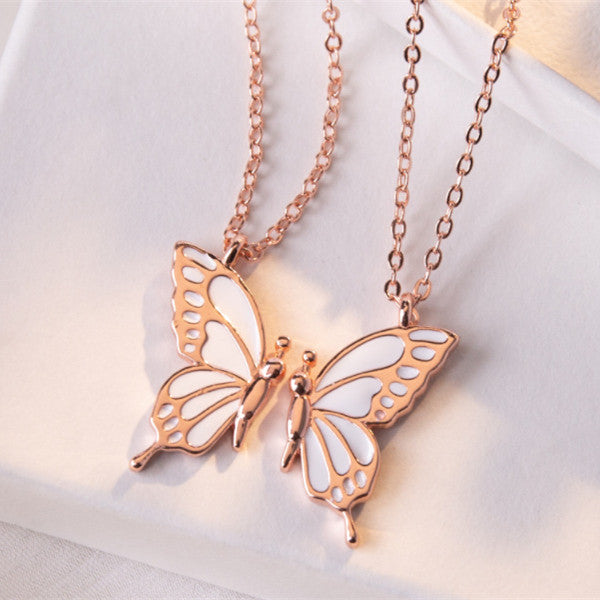 2 PCS Butterfly Puzzle Friendship Best Friend Pendant Necklace