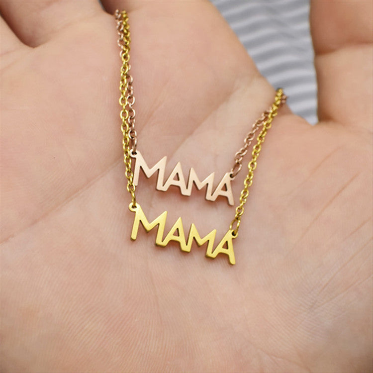 Mama Mom Letter Pendant Necklace Mother's Day Birthday Gift