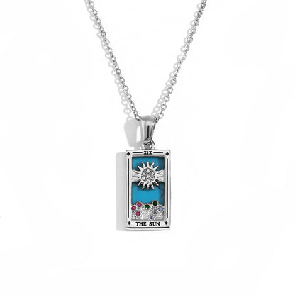 Fashion Stainless Steel 18K Gold Plated Retro Original Design Tarot Card Necklace