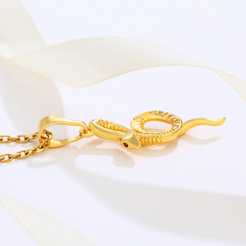 24K Gold Plated Snake Pendant Necklace