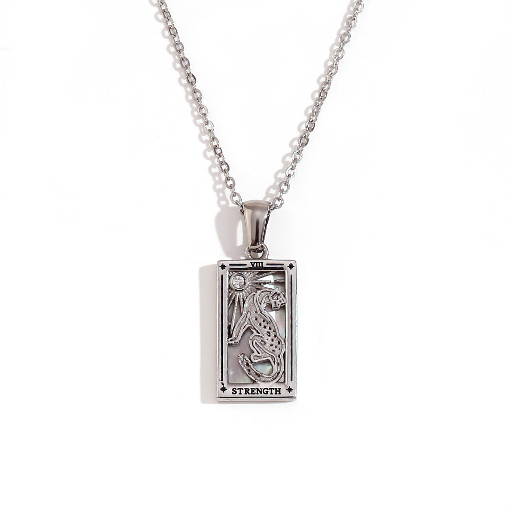 Fashion Stainless Steel 18K Gold Plated Retro Original Design Tarot Card Necklace