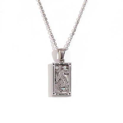 Fashion Stainless Steel 18K Gold Plated Retro Original Design Tarot Card Necklace
