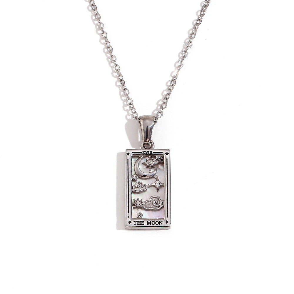 Fashion Stainless Steel 18K Gold Plated Retro Original Design Tarot Card Necklace
