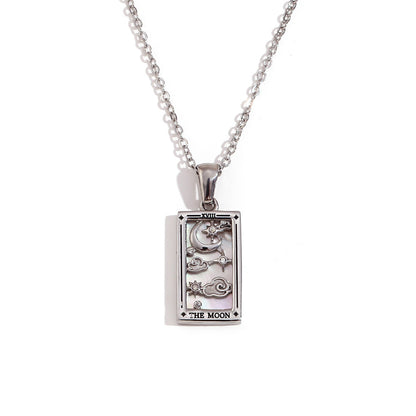 Fashion Stainless Steel 18K Gold Plated Retro Original Design Tarot Card Necklace