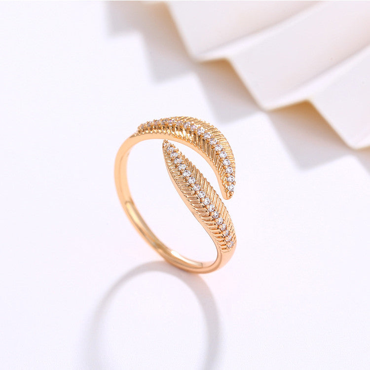 18K Gold Plated Open Adjustable Rings Joint Finger Kunckle Leaf Shape Rings