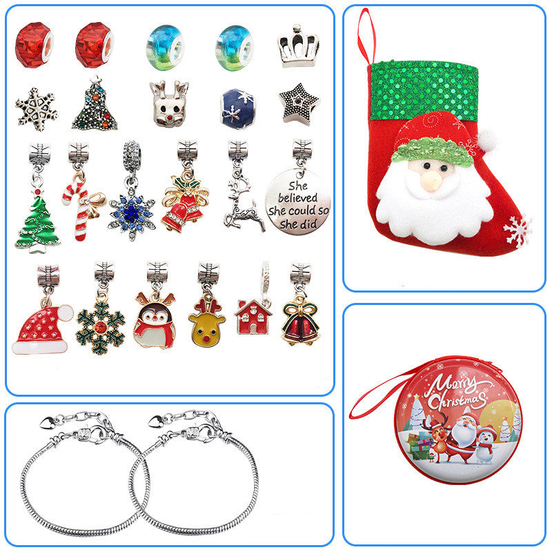 Christmas Charm Bracelet DIY Making Kit With Xmas Sock