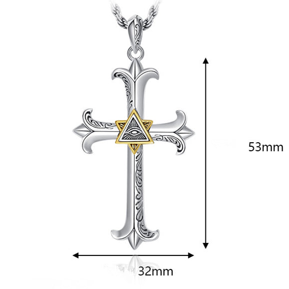 Cross Necklace Sword Masonic All Seeing Eye Pendant Necklace