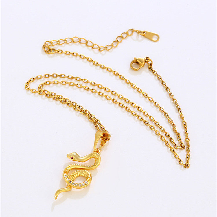 24K Gold Plated Snake Pendant Necklace