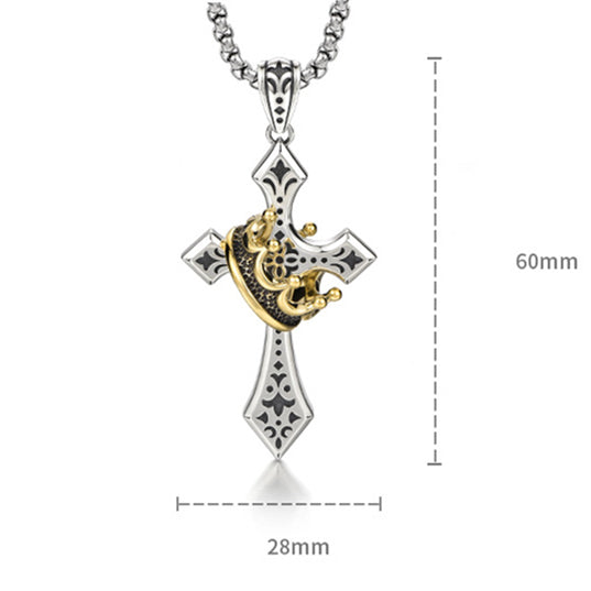 Gothic Cross Crown Pendant Necklace