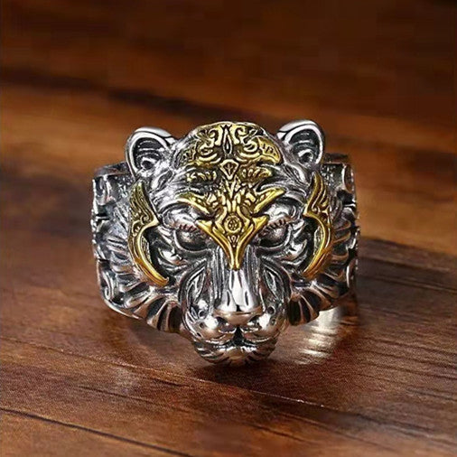 Tiger Head Punk Gothic Adjustable Knuckle Open Ring for Men