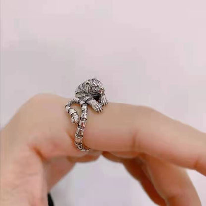 Punk Lizard Tiger Animal Opening Adjustable Ring for Men