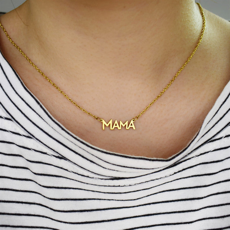 Mama Mom Letter Pendant Necklace Mother's Day Birthday Gift